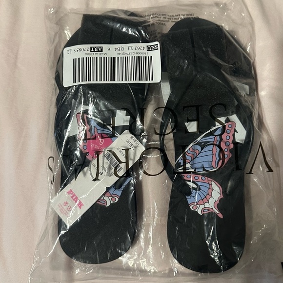 PINK Victoria Secret Butterfly Flip Flop Sandals - Picture 1 of 3
